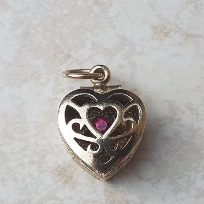 Truly Fabulous Heart Locket Secret Ruby Ring in 9ct Gold
