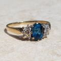 Sale – London Blue Topaz and Diamond Ring in 9ct Gold, a UK N 1/2 or a US 7 1/4.