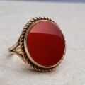 Bold Carnelian Solitaire Ring in 9ct Gold, a UK L 1/2 or a US 6 1/4.
