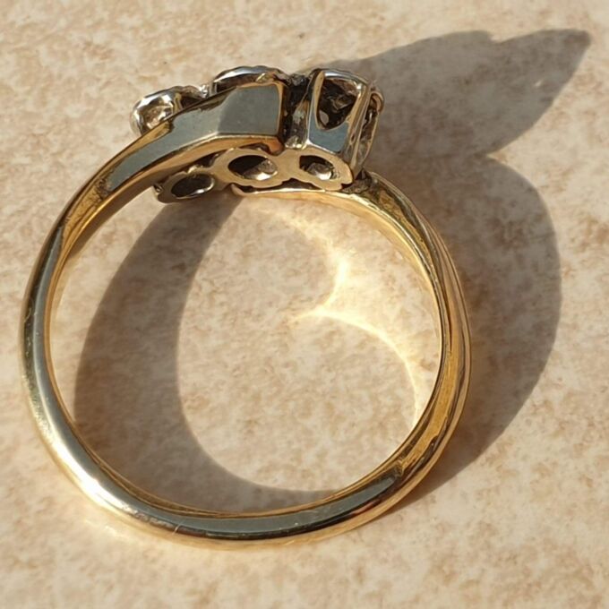 Diamond Trilogy Ring in Platinum and 9ct Gold,  a UK L 1/2 or a US 6 1/4.