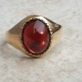 Garnet Cabochon Signet Ring in 9ct Gold,  a UK J 1/2 or a US 5 1/2.