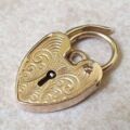 Engraved Fully Working Heart Padlock in 9ct Gold