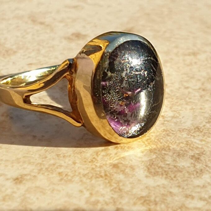 Blue John Doublet Ring in 9ct Gold,  a UK M 1/2 or a US 6 3/4.