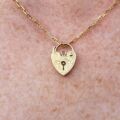 Small Engraved Heart Padlock in 9ct Gold