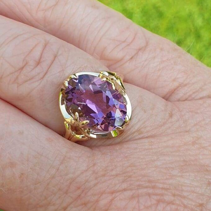 Reserved – Oval Amethyst Solitaire Ring in 9ct Gold.