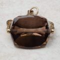 Smoky Quartz Spinning Fob Pendant in 9ct Gold