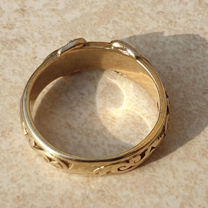 Double Buckle Diamond Set Ring in 9ct Gold,  a UK R 1/2 or a US 9 1/4.