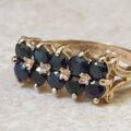 Double Row Sapphire Ring in 9ct Gold, a UK J or a US 5