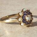 Opal and Tanzanite Cluster Ring in 9ct Gold,  a UK T 1/2 or a US 10.