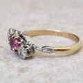 Ruby & Diamond Crossover Ring in 18ct Gold and Platinum.