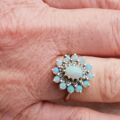 Opal and Diamond Halo Cluster Ring in 9ct Gold, a UK M or a US 6 1/2.