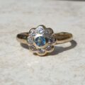 Topaz and Paste Daisy Cluster Ring in 9ct Gold,  a UK N or a US 7.