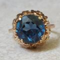 Swiss Blue Topaz Ring in 9ct Gold.