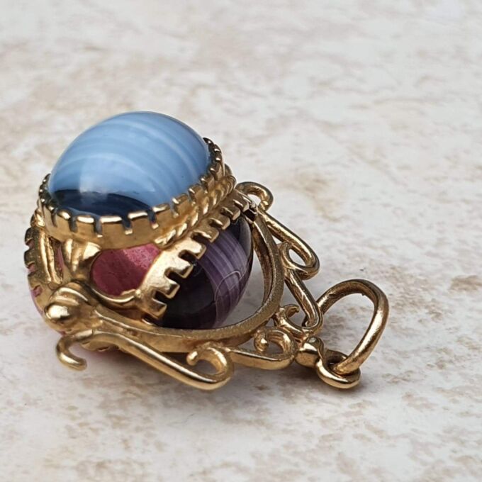 Three Colour Spinning Fob Pendant in 9ct Gold