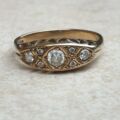 Gypsy Ring with CZ Stones in 9ct Gold,  a UK O 1/2 or a US 7 1/2.