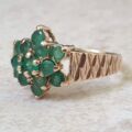 Emerald Cluster Ring in 9ct Gold.