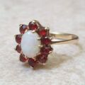 Opal and Garnet Cluster Ring in 9ct Gold.