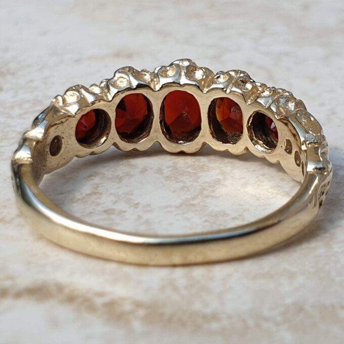 Five Stone Garnet Ring in 9ct Gold,  a UK M or a US 6.
