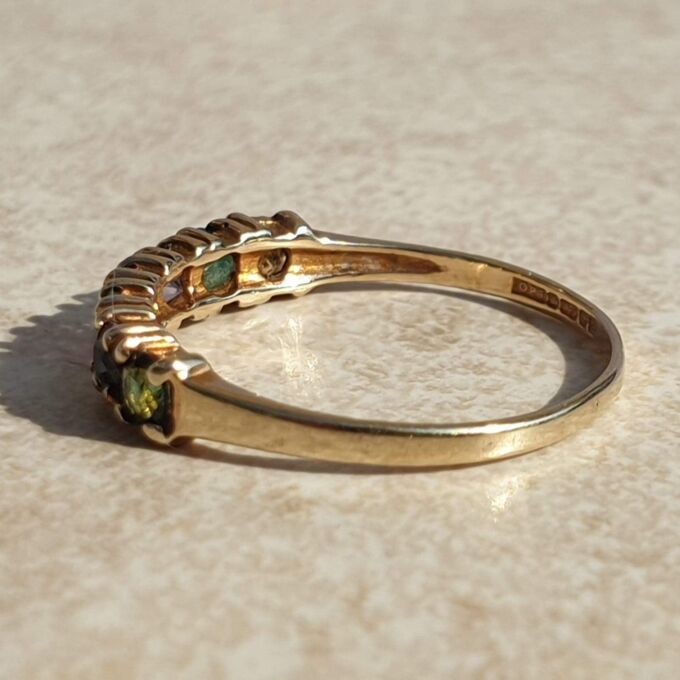 Dainty DEAREST Acrostic Stacking Ring in 9ct gold,  a UK K 1/2 or a US 6.