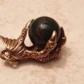 Dragon or Eagle Claw with Bloodstone Ball Pendant in 9ct Gold
