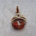 RESERVED – Banded Agate Spinner Fob in 9ct Gold