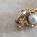 Tiny Faux Pearl Eagle Claw Pendant Charm in 9ct Gold