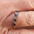Marquise Sapphire and Diamond Stacking Band in 9ct Gold,  a UK M or a US 6 1/2.