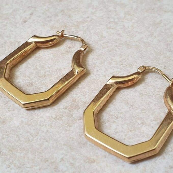 Geometric Design Hoops in 9ct Gold