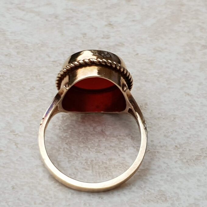 Bold Carnelian Solitaire Ring in 9ct Gold, a UK L 1/2 or a US 6 1/4.