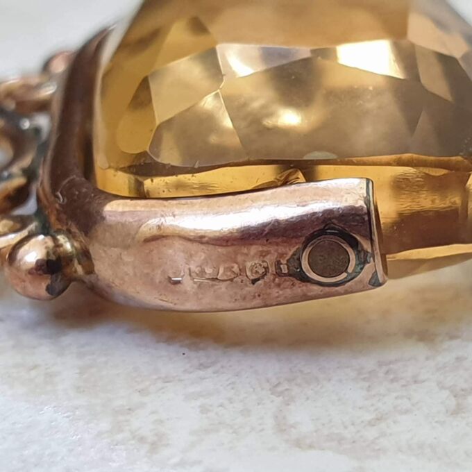 Antique Edwardian Citrine Spinning Fob in 9ct Gold