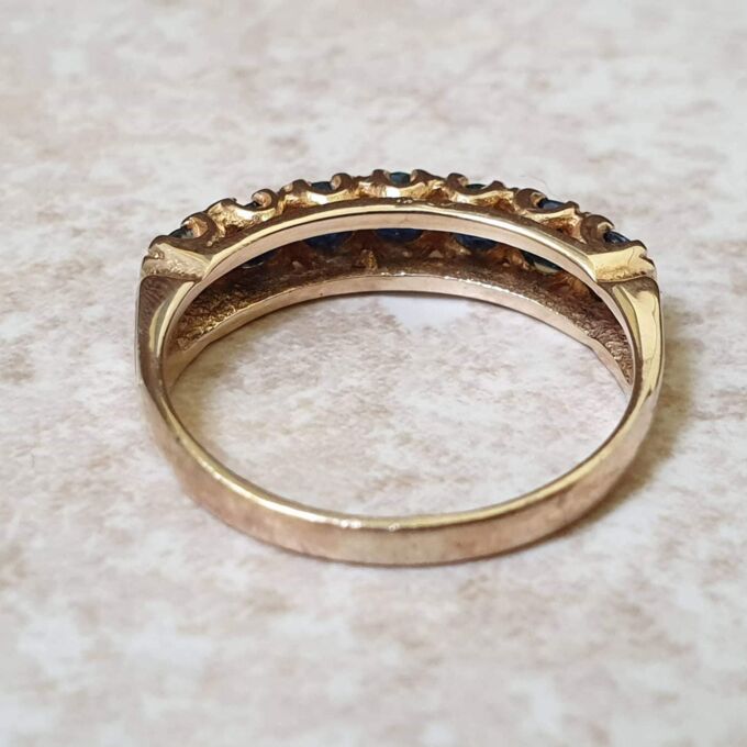 Sapphire Half Eternity Stacking Band in 9ct Gold, a UK M 1/2 or a US 6 3/4