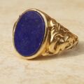 Large Lapis Lazuli Signet Ring in 9ct Gold, a UK S 1/2 or a US 9 3/4.