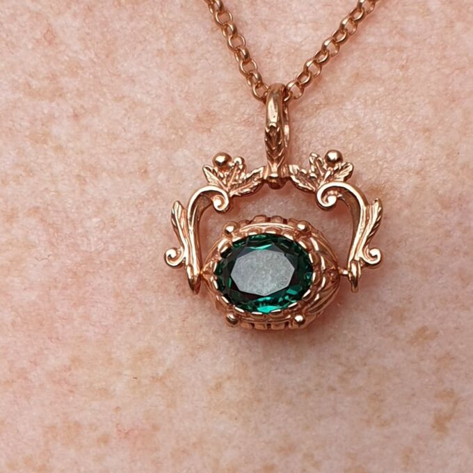 Three Colour Paste Spinning Fob in 9ct Rose Gold