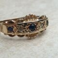 Sapphire and Diamond Ring in 9ct Gold,  a UK L 1/2 or a US 6 1/4.