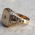 Big Ornate Signet Ring in 9ct Gold, a UK size V or a US 11.