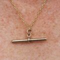 Simple Plain Albert or T Bar Fob Pendant in 9ct Gold
