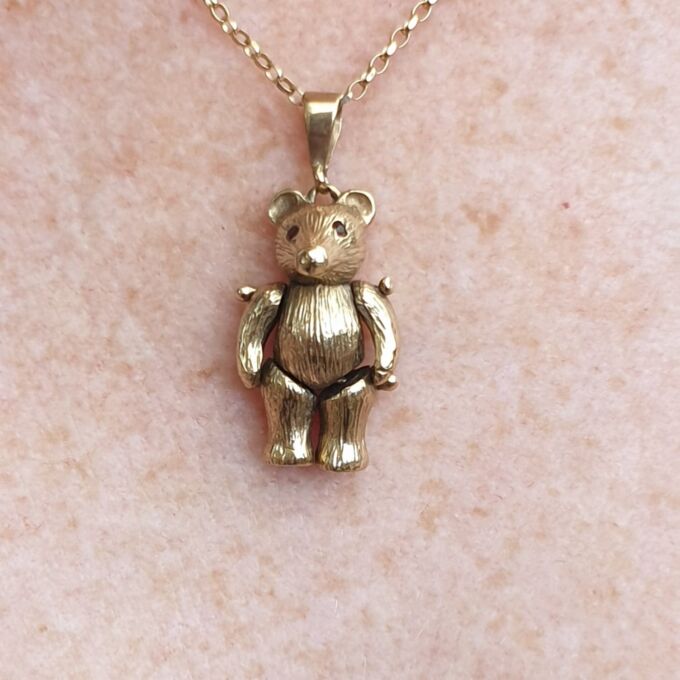 Articulated Teddy Bear Pendant in 9ct Gold