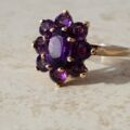 Pretty Amethyst Flower Cluster Ring in 9ct Gold, a UK L 1/2 or a US 6 1/4.