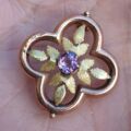 Small Antique Amethyst Brooch in 9ct Gold