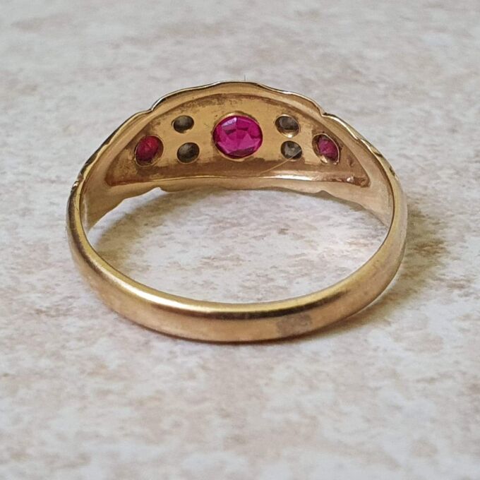 Edwardian Ruby and Diamond Ring in 18ct gold.