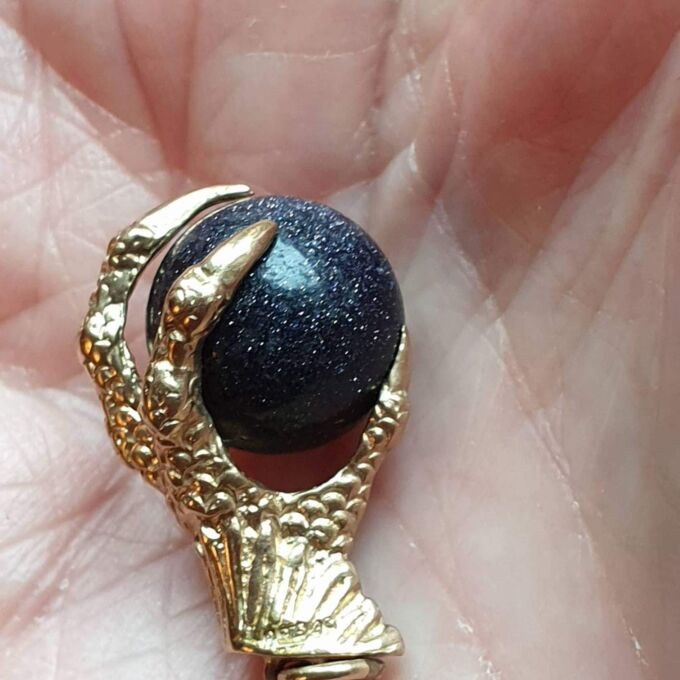 Goldstone Ball Eagle Talon Pendant in 9ct Gold