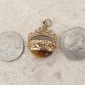Tigers Eye and Agate Ornate Spinner Fob Pendant in 9ct Gold
