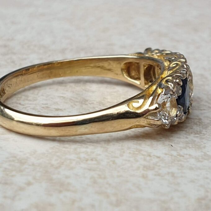 Blue and White Spinel Ring in 9ct Gold,  a UK P 1/2 or a US 8