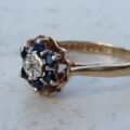 Flower Sapphire and Diamond Rose Ring in 9ct Gold, a UK J 1/2 or a US 5 1/4.