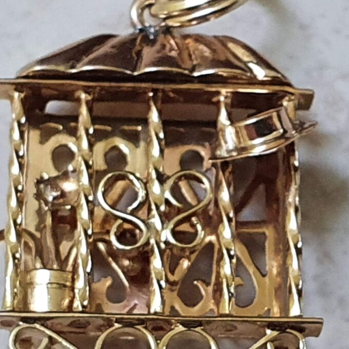 Quirky Window Shutter Gardeners Pendant in 9ct Gold.