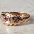 Five Stone Ruby and Diamond Ring in 9ct Gold, a UK R 1/2 or a US 9 1/4.