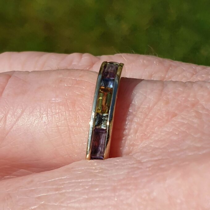 Multi Coloured Sapphire Stacking Band in 9ct Gold.