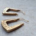 Greek Key Creole Earrings in 9ct Gold