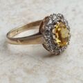 Yellow and White Topaz Cluster Ring in 9ct Gold,  a UK J  or a US 5.