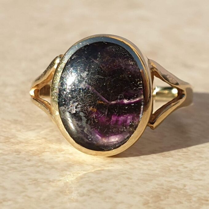 Blue John Doublet Ring in 9ct Gold,  a UK M 1/2 or a US 6 3/4.